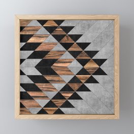 Urban Tribal Pattern No.10 - Aztec - Concrete and Wood Framed Mini Art Print