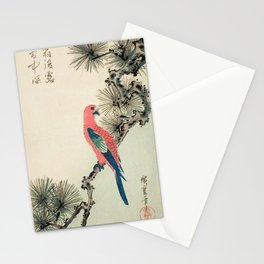 Macaw on a pine branch - Utagawa Hiroshige Stationery Card