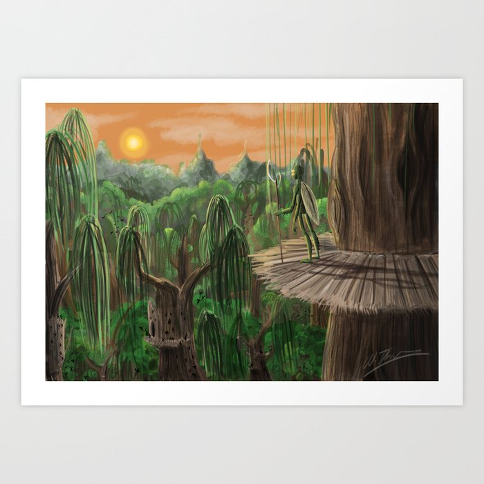 Alien Jungle Landscape A3 Print Art Print By Wtcomics Society6