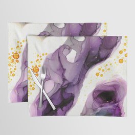 Deep Purple and Gold Abstract 32222 Alcohol Ink Painting by Herzart Placemat