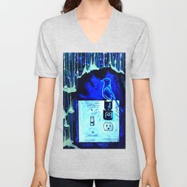 BLUE CANARY IN THE OUTLET BY THE LIGHTSWITCH V Neck T Shirt