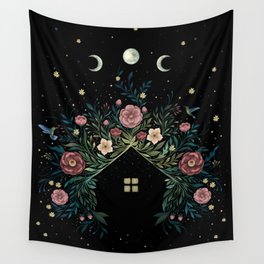 Tiny House - Blooming Wall Tapestry
