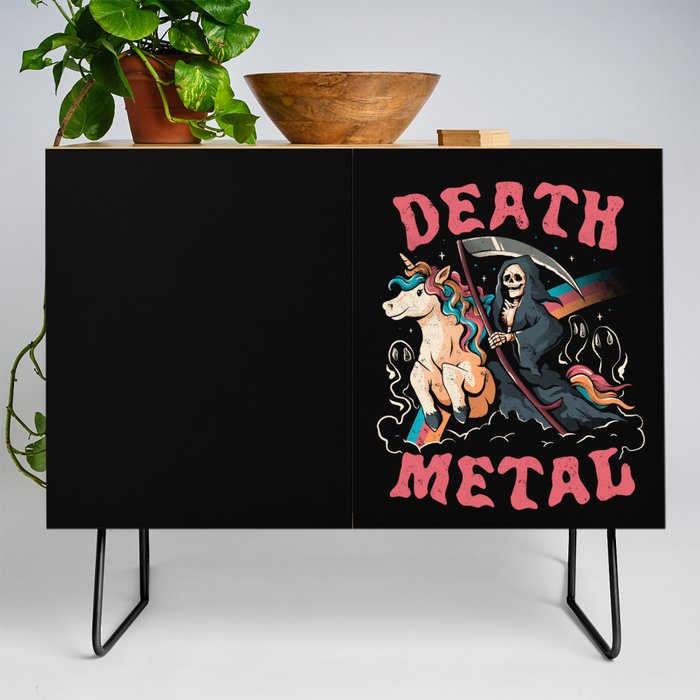 Death Metal - Cute Evil Skull Unicorn Gift Credenza