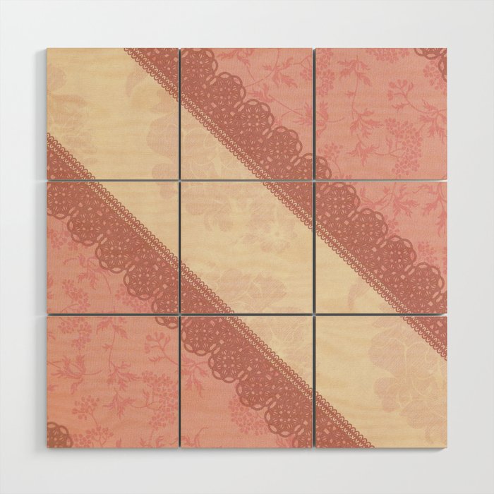 Cream and Pink Lace Elegant Collection Wood Wall Art