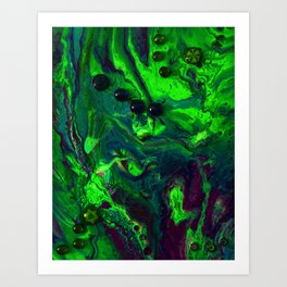 Green Plasma Art Print | Purple, Deepgreen, Marble, Smokey, Chemical, Jewels, Meltdown, Melted, Psychedelic, Flowart 