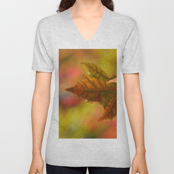 Autumn Leaf V Neck T Shirt