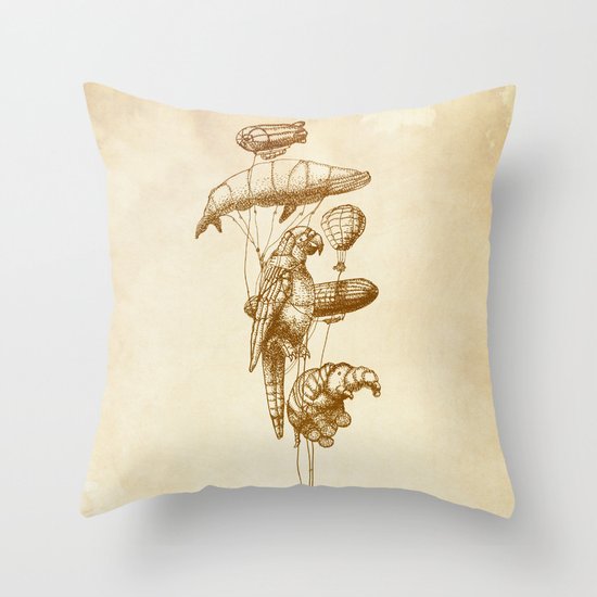 The Helium Menagerie (sepia) Throw Pillow