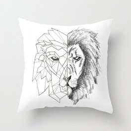 "Half Geometric Lion Head" Throw Pillow