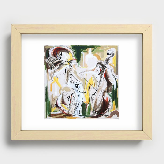 Expressive Musicians Playing Cello Flute Accordion Saxophone drawing Recessed Framed Print