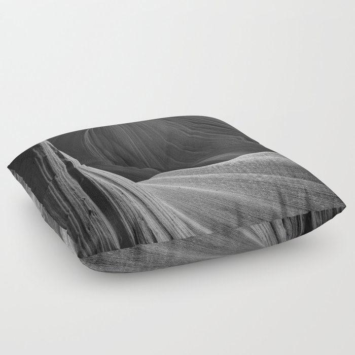 Elegance Black & White Antelope Canyon Arizona Landscape Floor Pillow