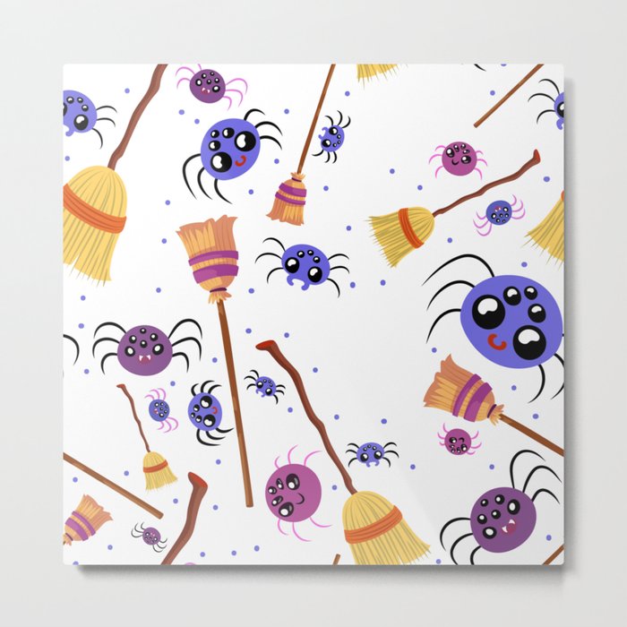 Halloween Flat Design Pattern Metal Print