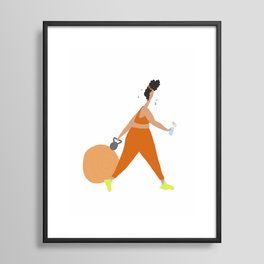 Reluctant Workout Babe Framed Art Print