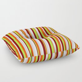 [ Thumbnail: Eye-catching Maroon, Light Green, Red, Light Gray, and White Colored Stripes/Lines Pattern Floor Pillow ]