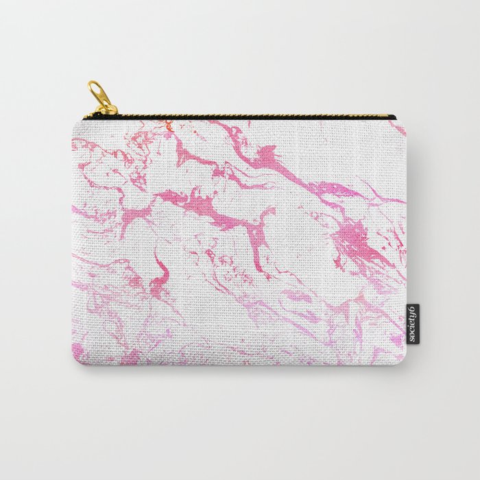 Modern pink purple watercolor white marble pattern Carry-All Pouch