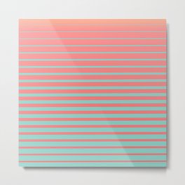 Pastel Beach Sunset - Abstract Striped Gradient- Coral, Peach, Turquoise, Yellow Metal Print