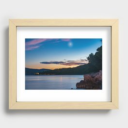 Dusk Over Small Church Tower Recessed Framed Print