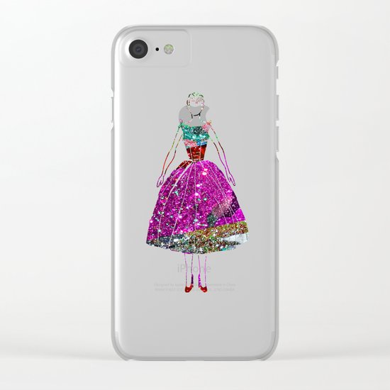 Audrey OZ Stardust Pink Glitter Dress Clear iPhone Case