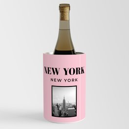 New York City Wall Art New York City Skyline Fashion Poster Photography Home Decor Pink Art Print Wine Chiller