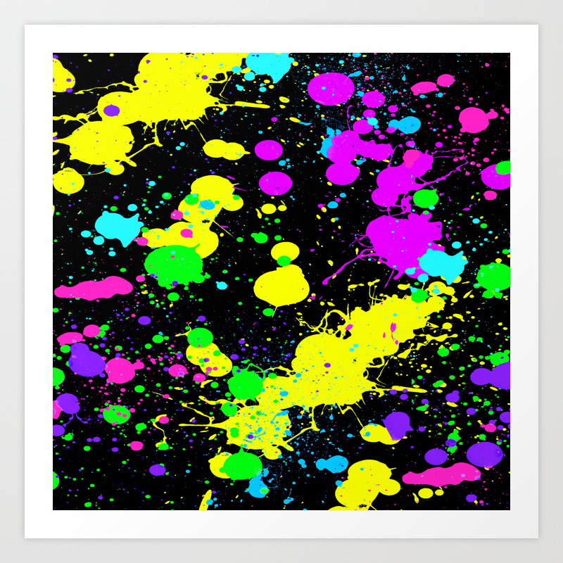Neon Paint Splatter Art Print By Themorganway Society6
