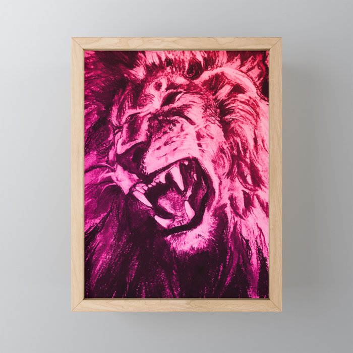 Panthera Leo Carboneum - Pink Framed Mini Art Print