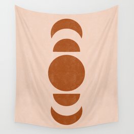 Terracotta Moon Phase Mid Century Wall Tapestry