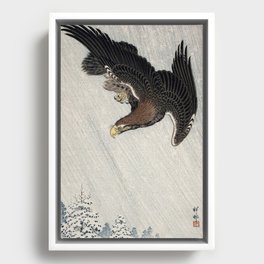 Eagle Flying in Snow Ohara Koson Framed Canvas
