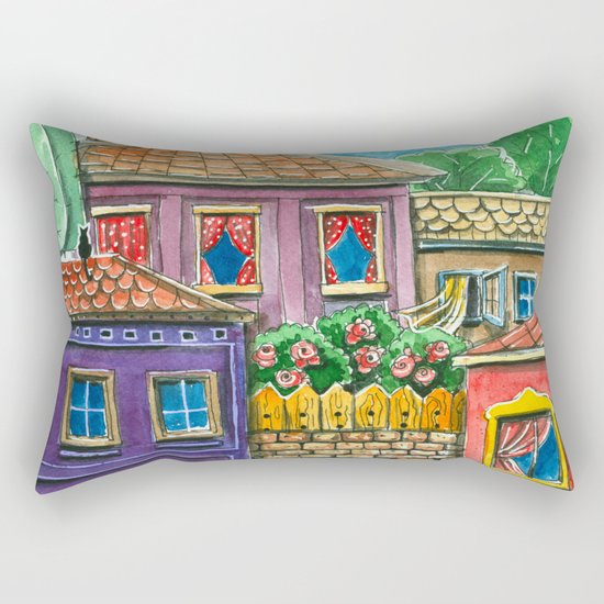 Doodle houses Rectangular Pillow