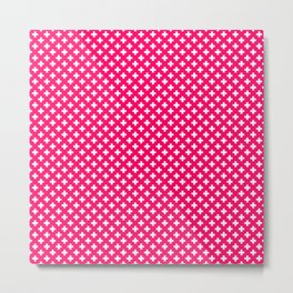 Small White Crosses on Hot Neon Pink Metal Print