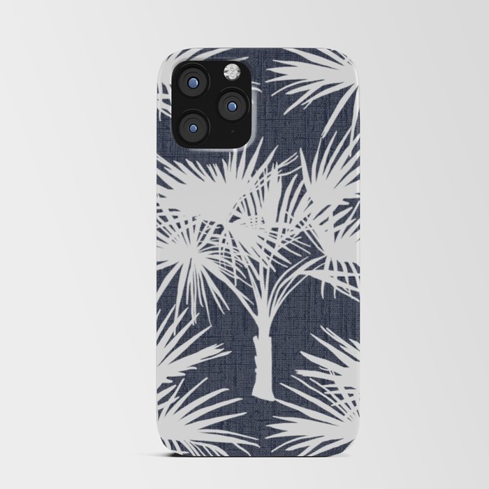 Palm Trees Retro Tropical White on Navy iPhone Card Case