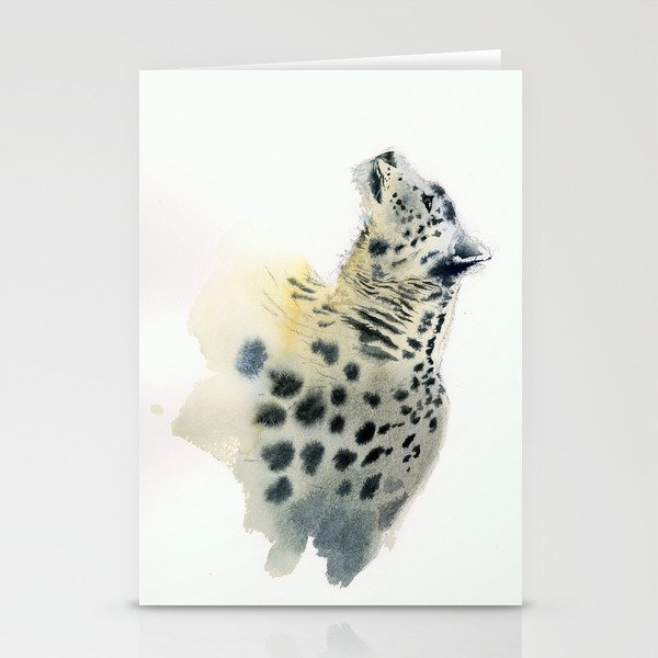 Snow Leopard In Watercolor Stationery Cards By Cherngzhi Society6