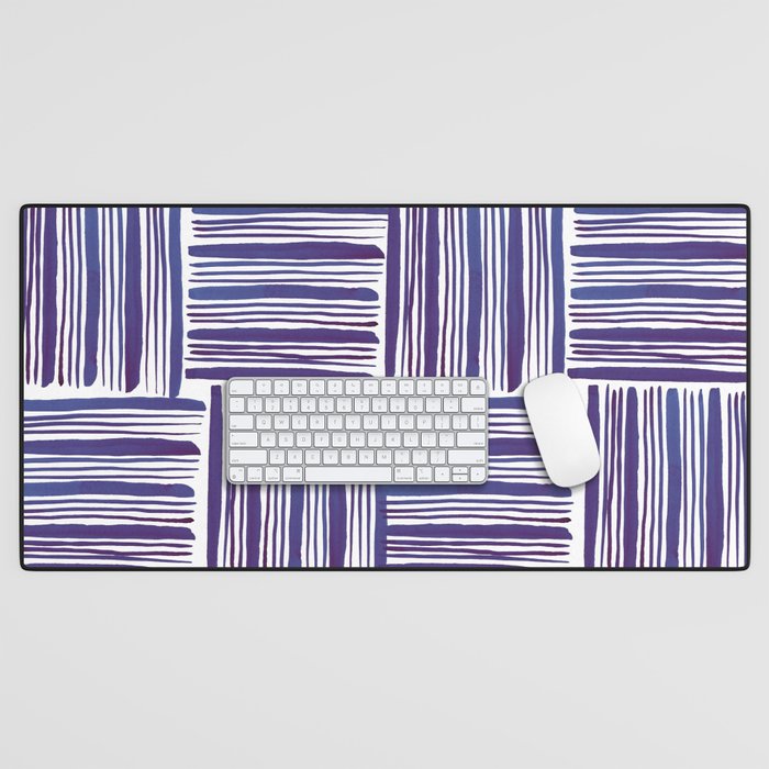 Gingham stitches - purple blue Desk Mat