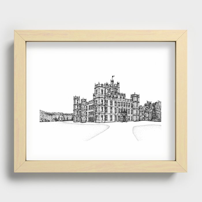 Highclere Castle- Architectural Illustration  Recessed Framed Print