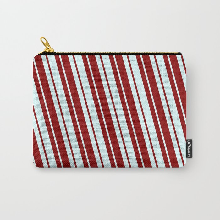 Dark Red and Light Cyan Colored Lines/Stripes Pattern Carry-All Pouch
