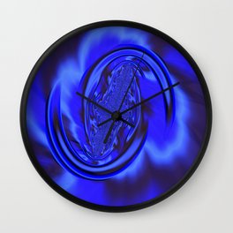 Inspirational Blue Wall Clock | Black, Digital, Navy, Graphicdesign, Abstract, Pattern, Circularshape, Spin, Blue, Deekflo 