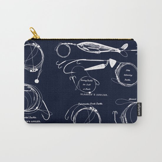 Maritime pattern- white fishing gear on darkblue backround Carry-All Pouch