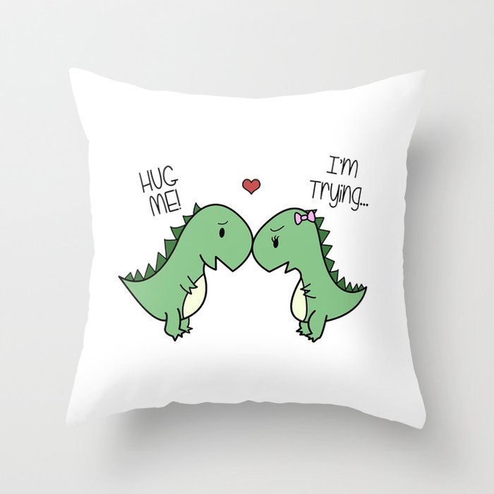 Dino Love Throw Pillow