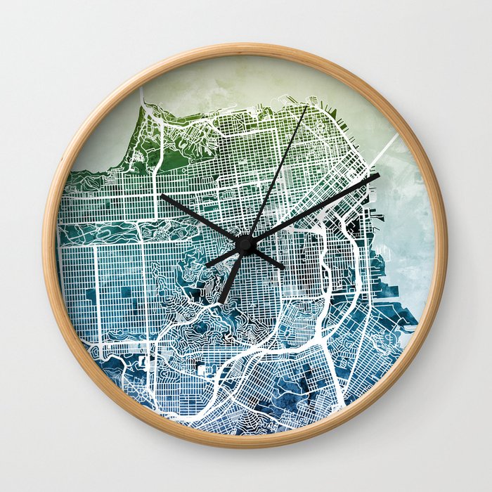 San Francisco City Street Map Wall Clock