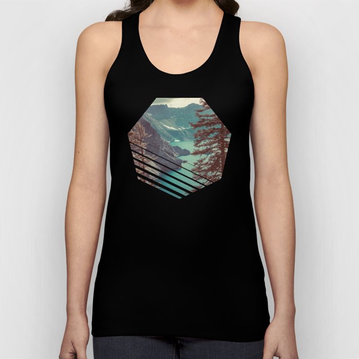 Vintage Blue Crater Lake and Trees - Nature Photography Tank Top