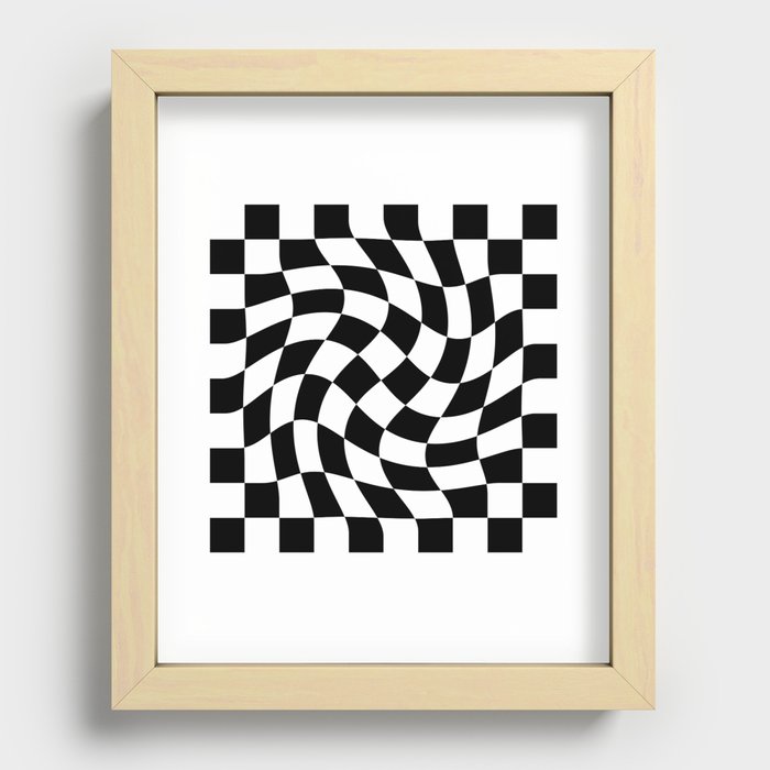 Large Checkerboard - Black & White - Swirl Recessed Framed Print