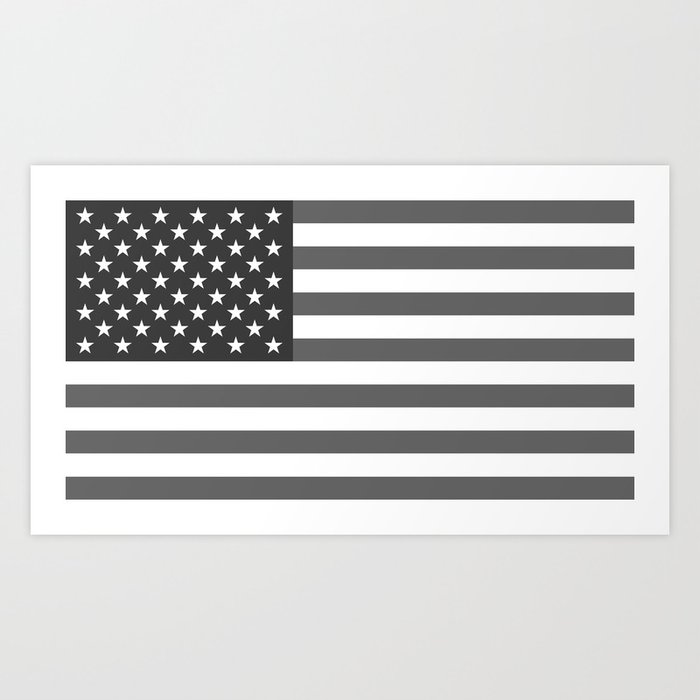American flag in Gray scale Art Print