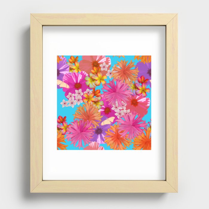 Spring Bouquet Blue Recessed Framed Print