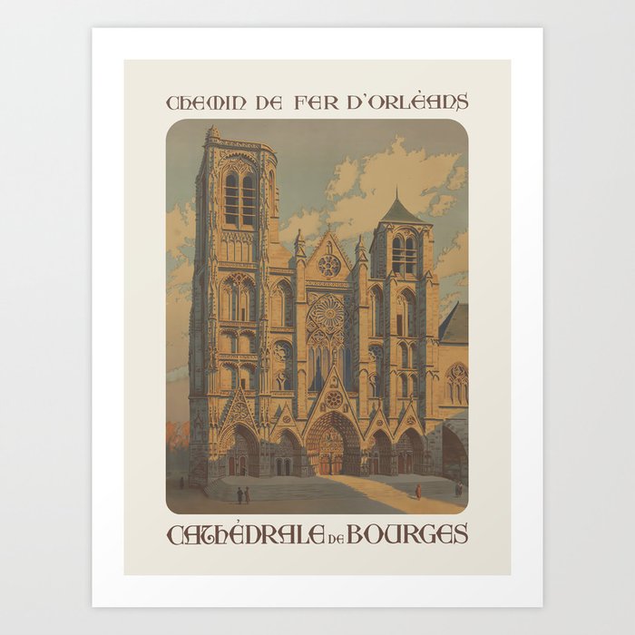 Bourges, France - 1920s Vintage french travel poster Art Print
