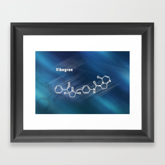 Vibegron drug, Structural chemical formula Framed Art Print