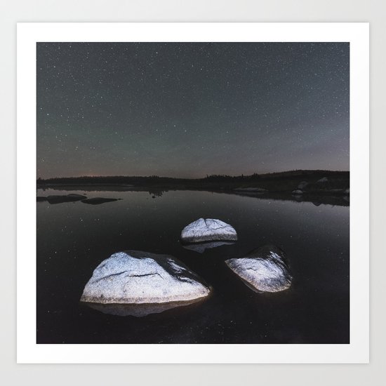 Boulders in Black Art Print