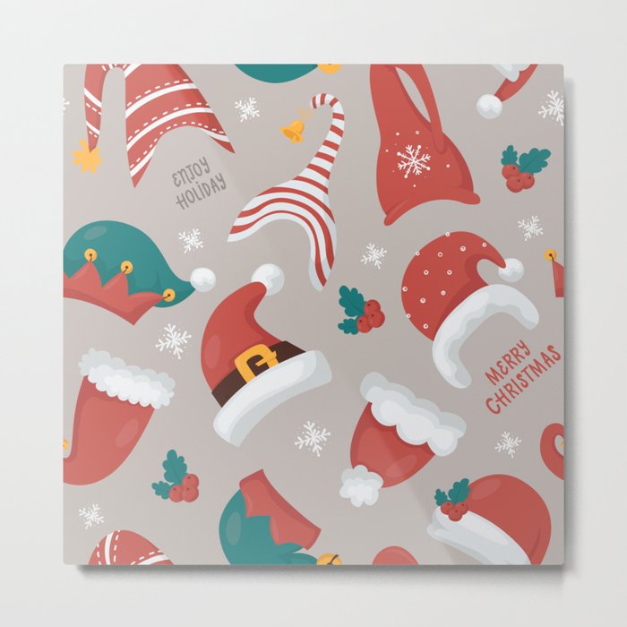 Christmas gnomes seamless pattern Metal Print