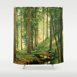 Ivan Shishkin "Stream in the Forest (On the Hillside)" Shower Curtain