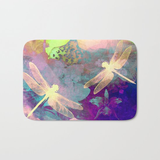 Painting Dragonflies and Orchids A Bath Mat