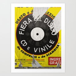 Italian Disco Yellow Paper Poster in The Street  Art Print