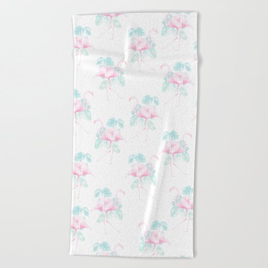 Tropical Flamingos Beach Towel