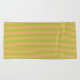 [ Thumbnail: Light Salmon and Green Colored Pattern of Stripes Beach Towel ]